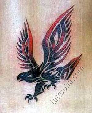 Черный орел с красными крыльями