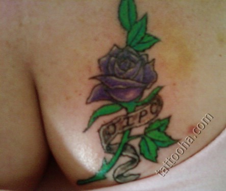 Фиолетовая роза и надпись