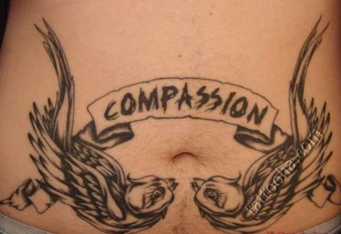 Две ласточки и надпись compassion