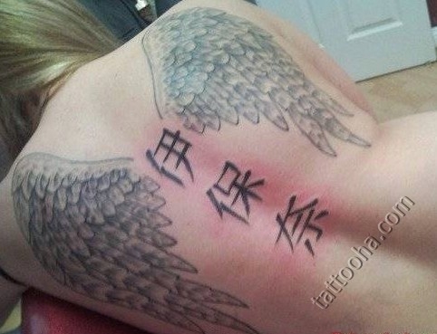 Крылья с иероглифами