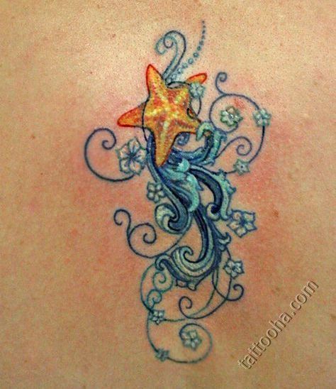 Морская звезда с цветами