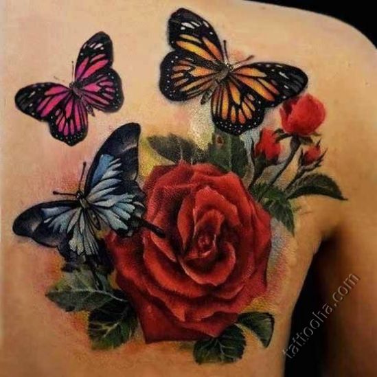 Бабочки над розами