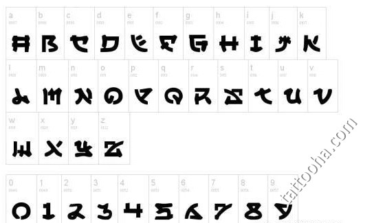 Стилизация под катакану, японскую слоговую азбуку шрифт для тату