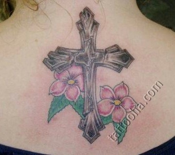 Крест с двумя цветками