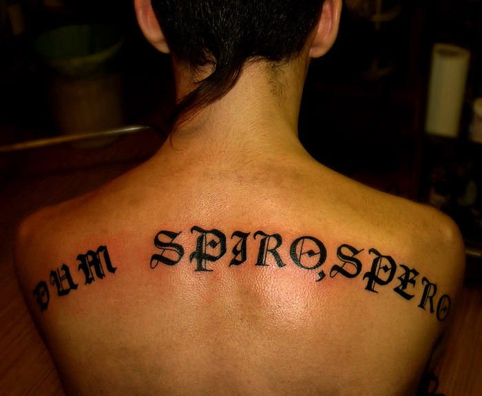 Надеяться на латыни. Тату надпись на спине. Надпись на спине тату у мужчин. Тату на спине на латыни. Надписи на латыни.